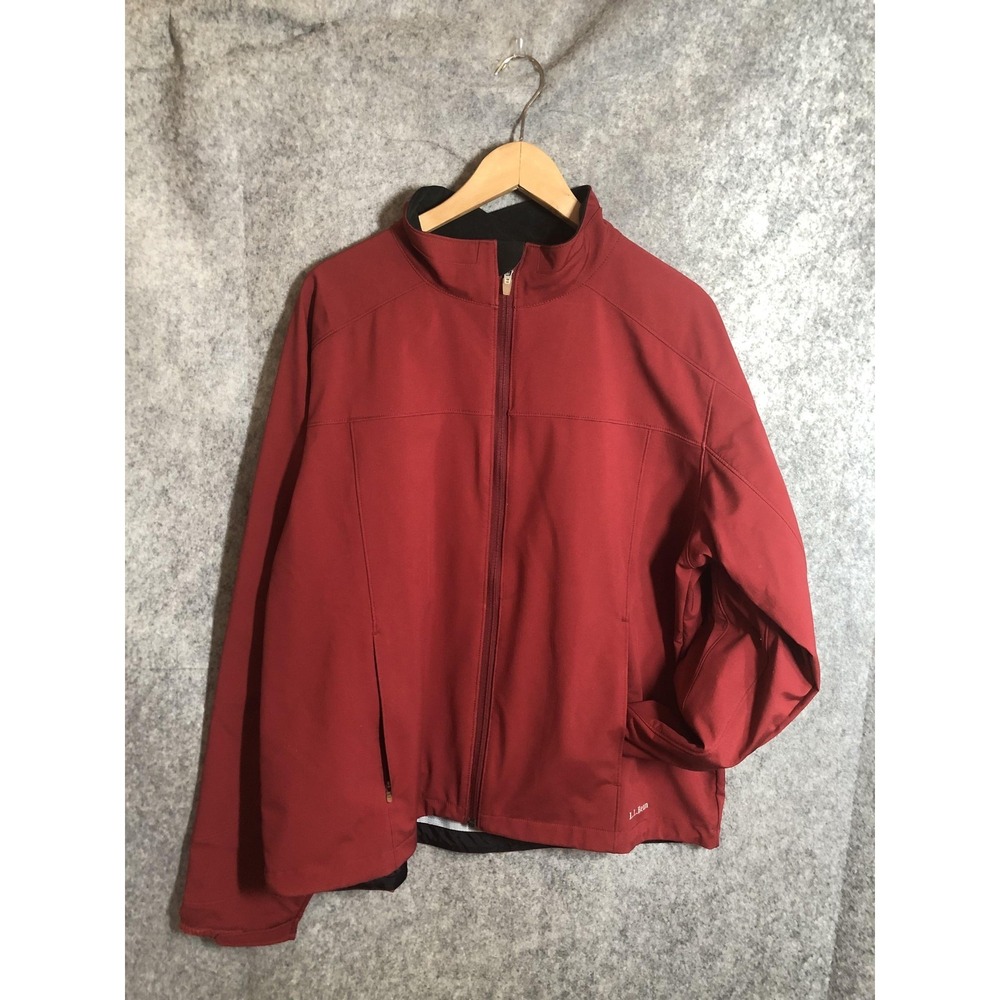 L.L.Bean Jacket Mens XL Red Nylon Softshell Windbreaker Full Zip Trail Model